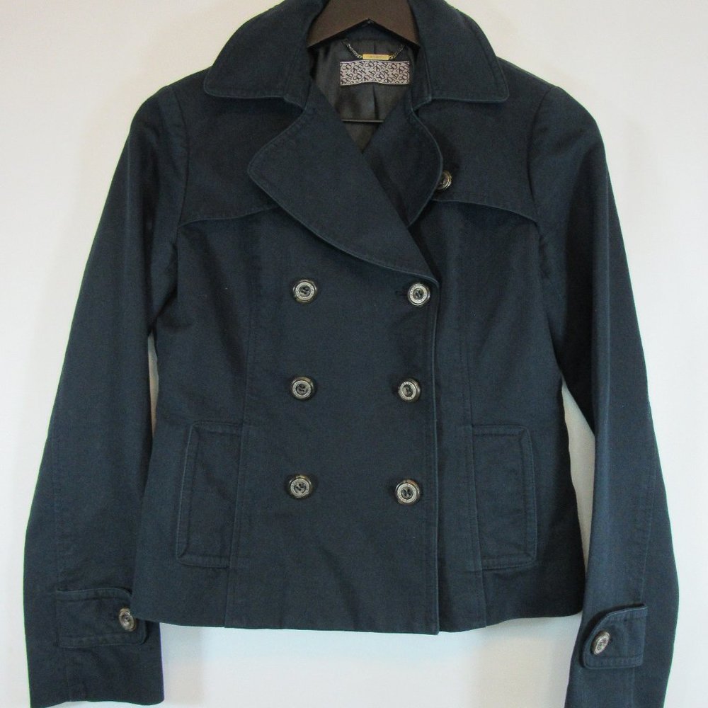 Soup Navy Blue Double Breasted Cropped Pea Coat